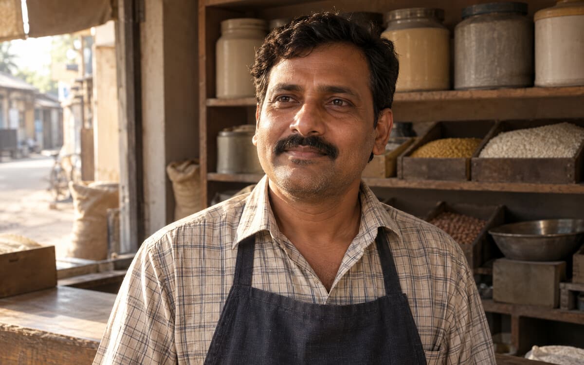 Shopkeeper at their store counter