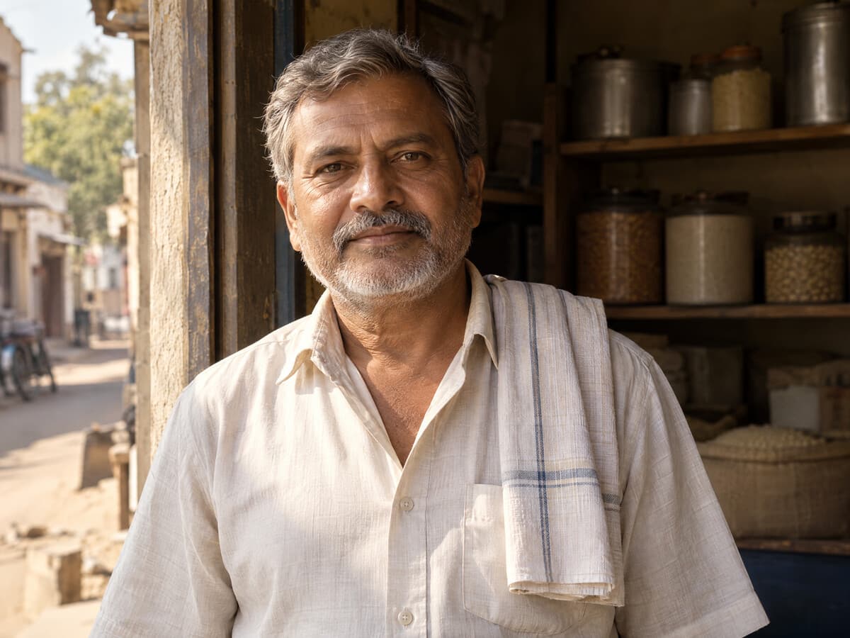 Shopkeeper standing in their grocery store